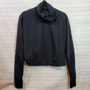 Nike Black Textured Funnel Neck Wrap Sweater